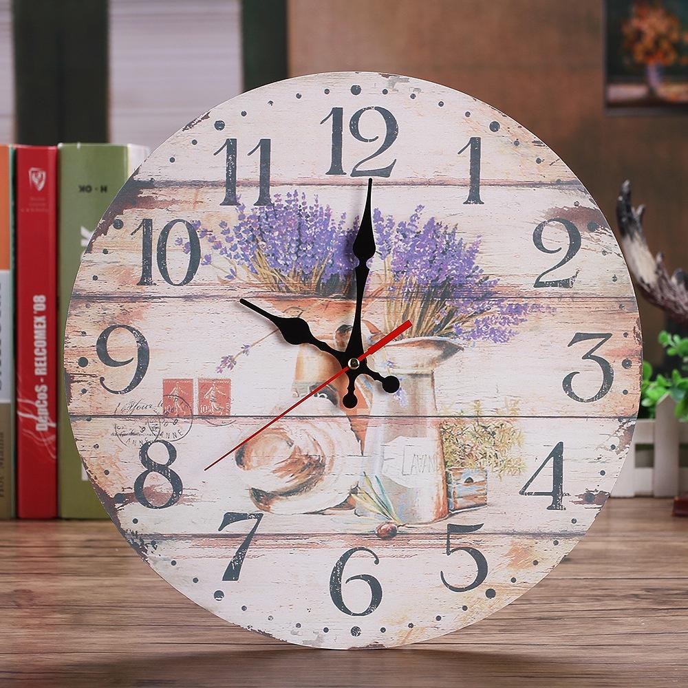 30cm Evropské Retro Kreativní Nástěnné Hodiny Obývací Pokoj Bar Hodiny Dřevěné Nástěnné Hodiny