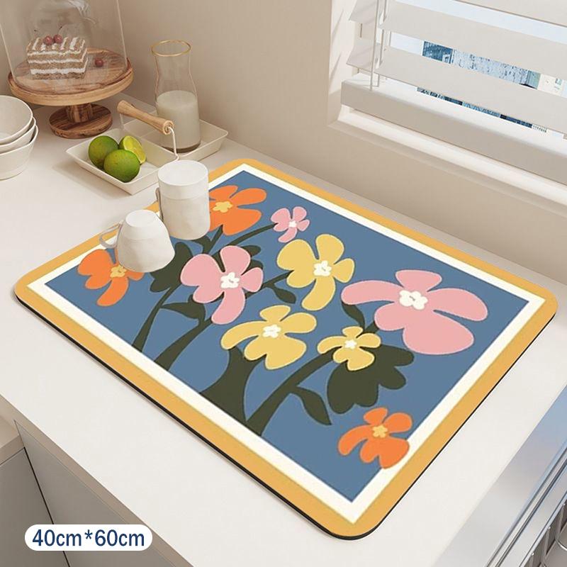 Fashion Color Flower Draining Mat Anti-scalding Heat Insulation Desktop Pad For Tableware Glass Cups