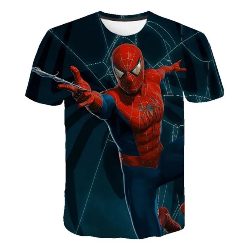 Summer Men's 3D Printed Marvel Superhero Spider-Man Pattern T-Shirt - Street Round-neck Short Sleeve Adult Sports Shirt