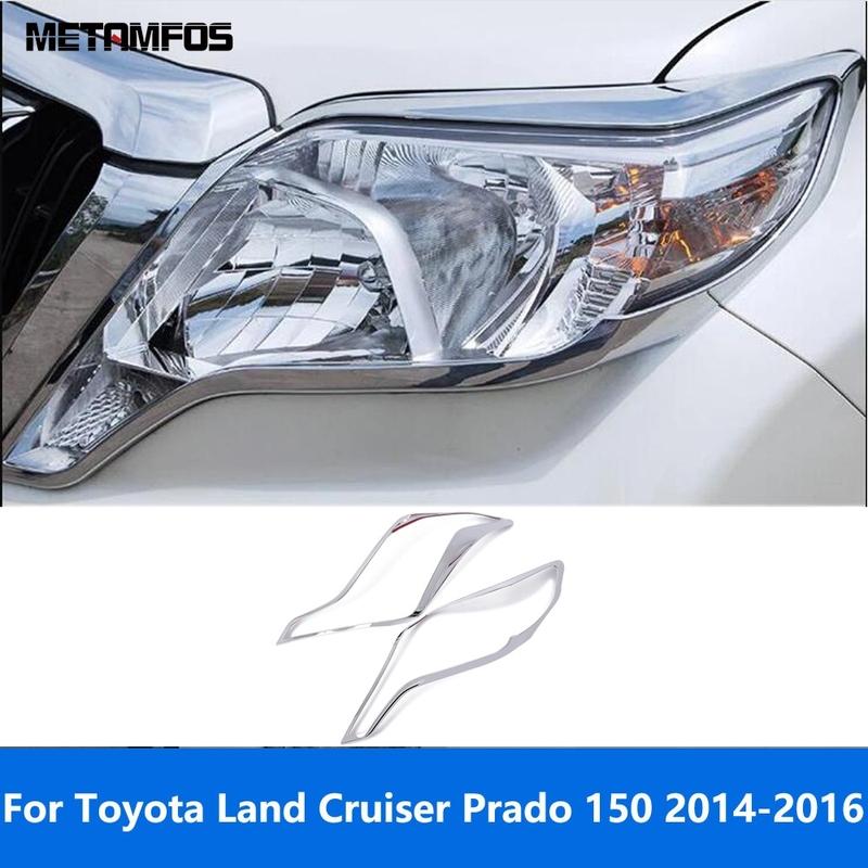 Хромированная накладка на переднюю фару для Toyota Land Cruiser Prado 150 J150 2014 2015 2016, аксессуары-защита фар