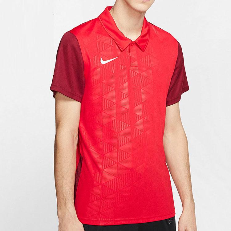 Nike Athletic Casual Soccer Short Sleeve Breathable Polo Shirt Men Tops Red BV6725-657