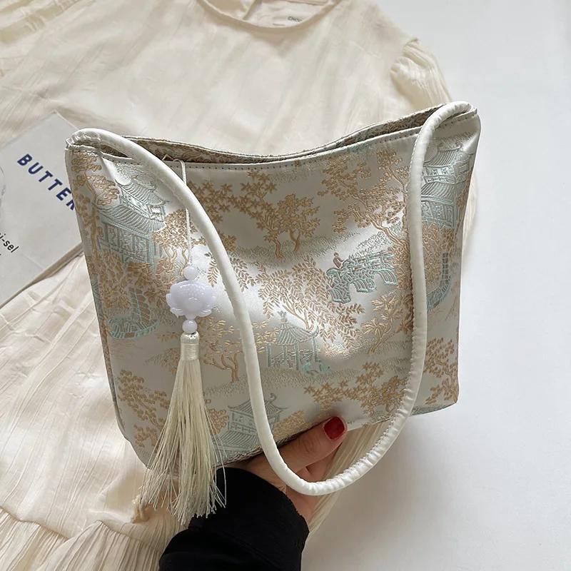New Chinese Style Small Shoulder Bags for Women 2026 Luxury Designer Fine Embroidery Ladies Handbags Trendy Women Bucket Bag