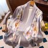 Luxury Brand 100% Real Silk Scarf Women Designer Shawls and Wraps Elegant Floral Print Pashmina Soft Long Scarves Femme Hijab