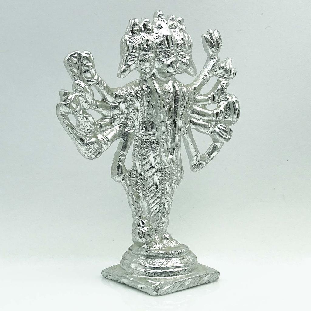 Metallic Silver Office Table Lord Panchmukhi Metal Decor Decorative Car Gift