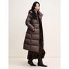 JUZUI Women's Casual Color-Block Zipper Long Down Jacket