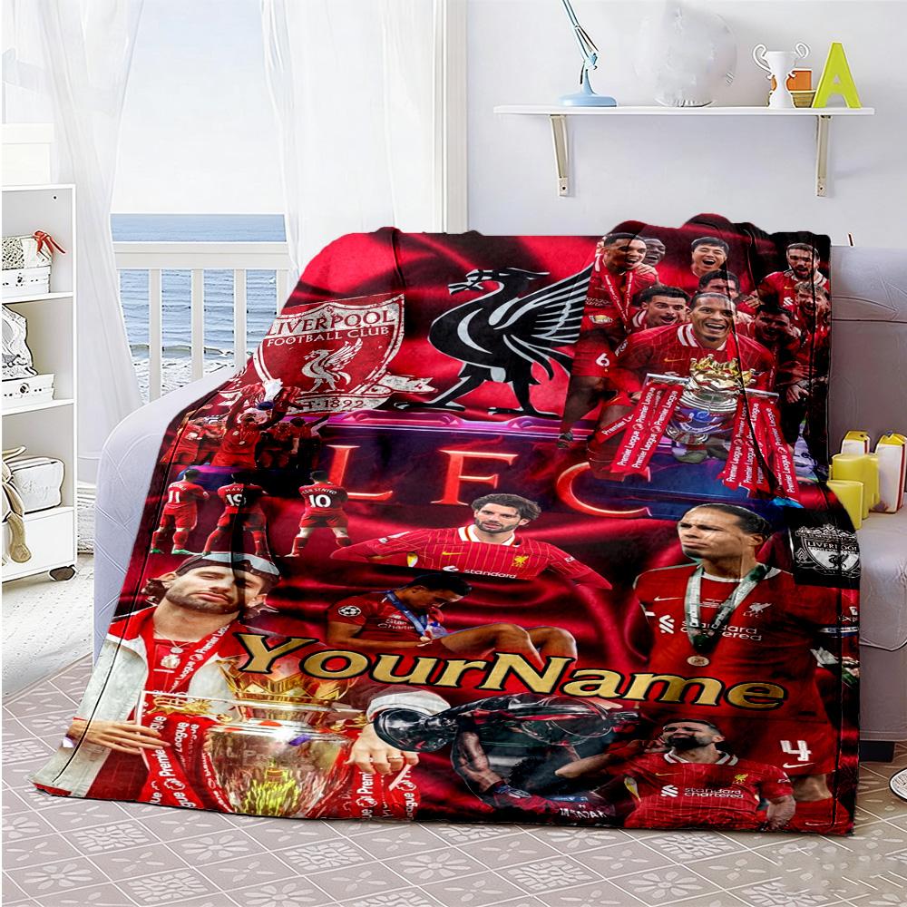 Liverpool Personalized Name Blanket Gift Customizable Blanket Ultra-Soft Great for Couch Office Chair Bed Bedding All-Season Use