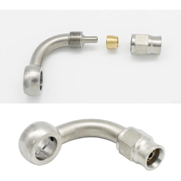 Stainless Steel 90 Degree Brake Hose End Fitting Banjo Eye Hole Diameter 10.2mm M10 to AN3 PTFE Brake Hose Line With Brass Olive