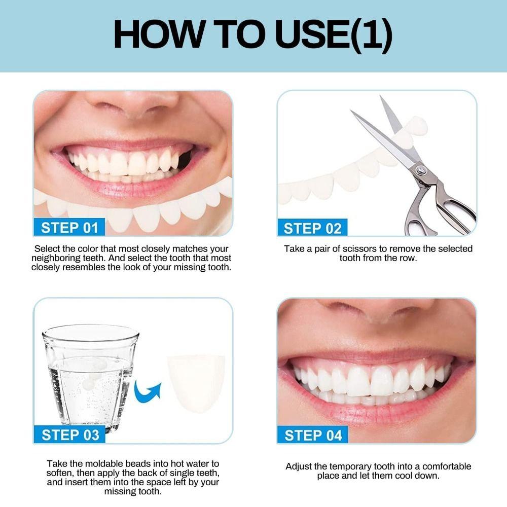 6Pcs with Moldable Thermal Beads DIY Tooth Repair Kit Upper Veneer Cosmetic Tooth  Oral Health