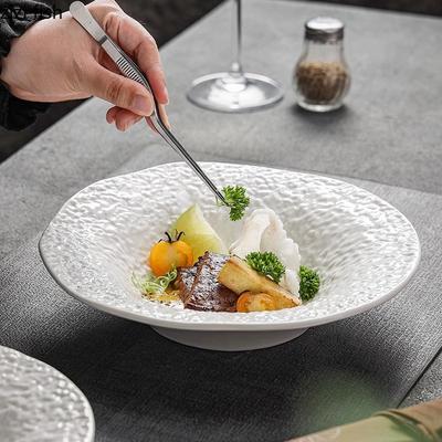 Piatto Fondo in Ceramica con Motivo Pietra Creativo Piatto Fondo Spesso da Ristorante Piatto da Insalata Piatti da Dessert Stoviglie da Tavola per Hotel di Alta Bellezza