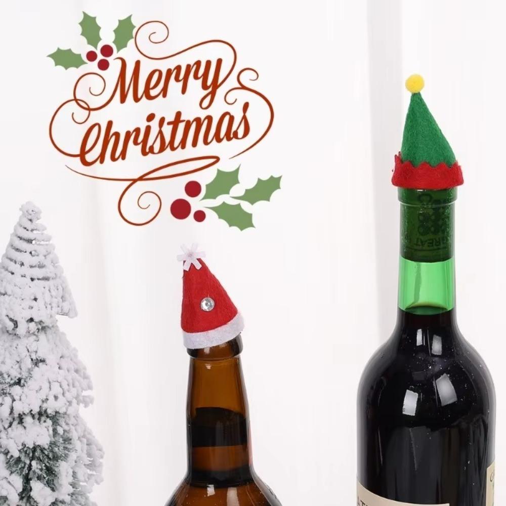 12 ks dárkových vánočních čepic Santa Claus čepice lízátko čepice láhev vína nová mini vánoční čepice párty