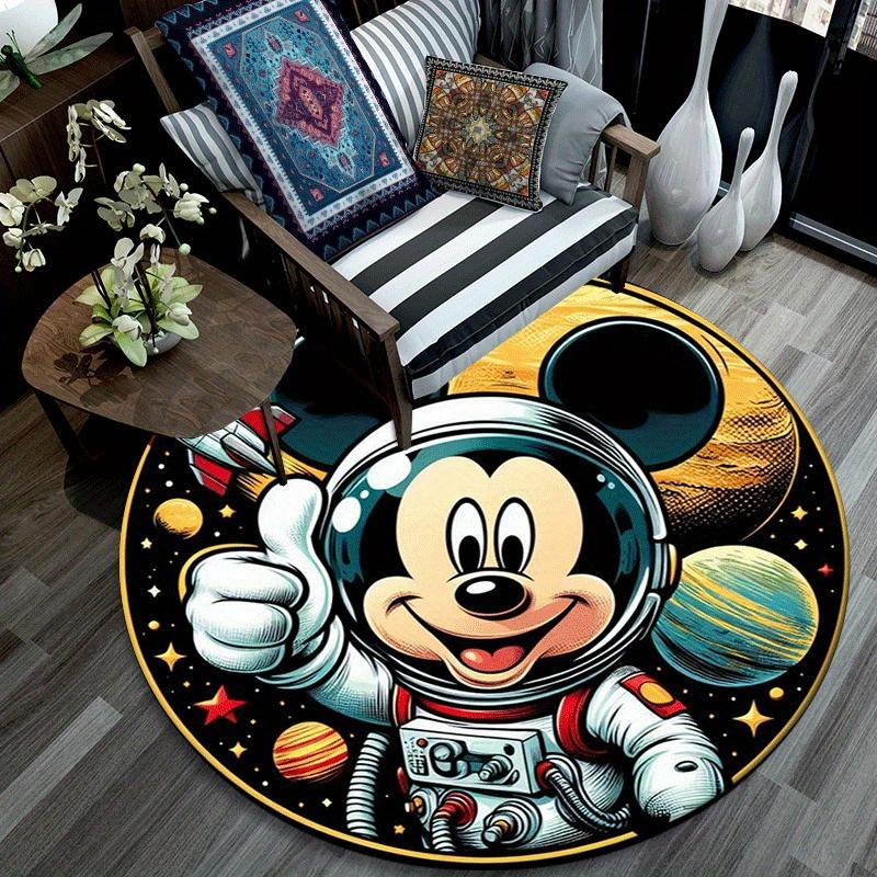 1pc Astronout Mickey Mouse Round Area Rug,Non Slip,Machine Washable Polyester Carpet for Living Room,Bedroom Decor