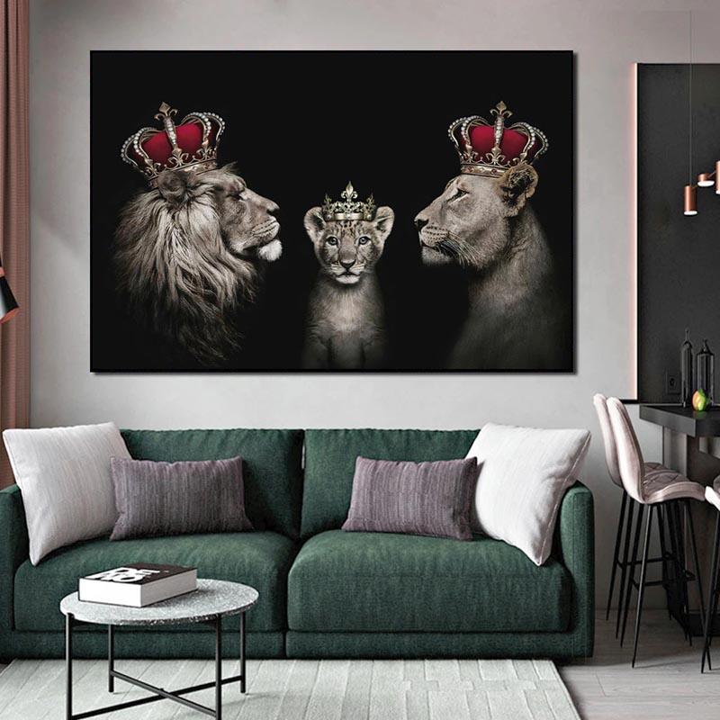 König der Löwen, Tierkunst, Leinwand-Poster und Drucke, moderne Malerei, Wandbilder für Wohnzimmer, Heimdekoration, Cuadros