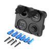 4 in 1 Panel 3.1A Dual USB Car Charger Power Outlet LED Voltmeter Cigarette Lighter Socket Toggle Switch for Truck Car Marine