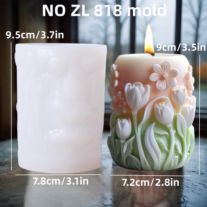 3D Rattan relief cylindrical candle silicone mold blooming peony relief cylindrical candle mould flower cylindrical gypsum molds