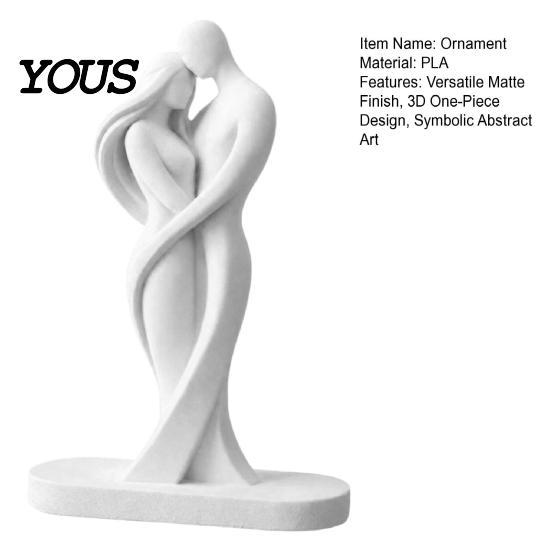 Matte Finish Sculpture Abstract Human Body Statue, Female Figurine Embracing Love Sculpture, 3D One-Piece Molding Couple Shape Statue for Living Room