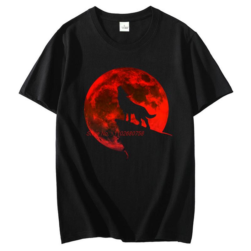 Howling Wolf Blood Moon Full Moon Shirts Graphic Tee Fashion For Unisex Tops Tshirt New Arrival Goods Short Sleeve Tee Unisex Clothes