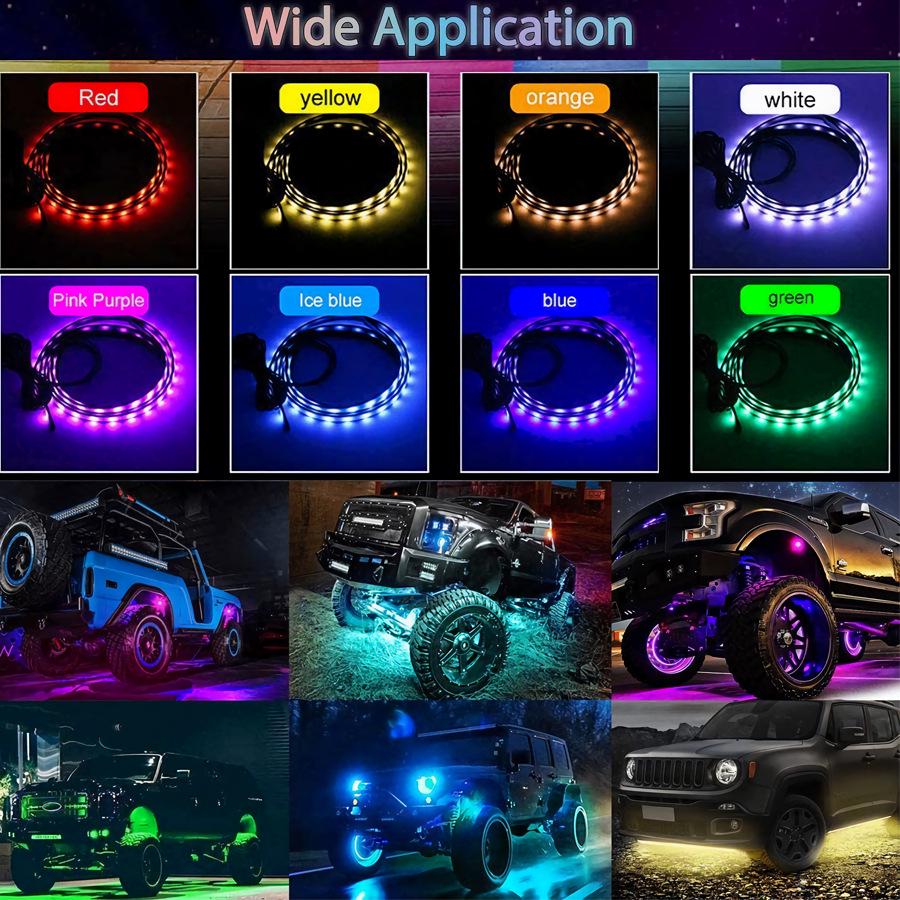 Car Chassis Decorative Sound-Activated Seven-Color Atmosphere Light with Remote and Mobile App Control