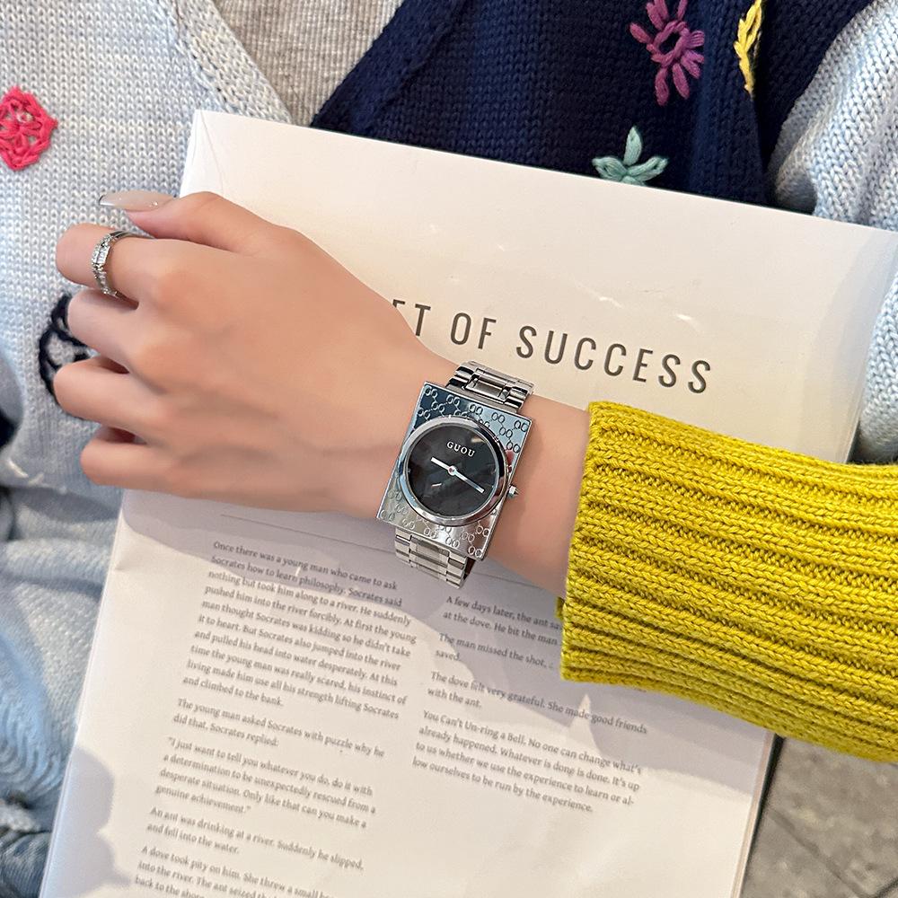 New Women's Watch, Simple, Versatile, Light and Luxurious, Quartz Watch, Butterfly Buckle, Steel Strap, Small Square Watch