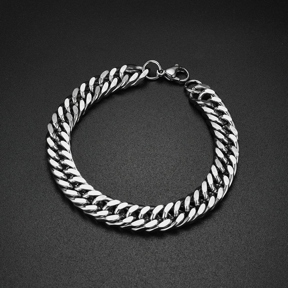 Hiphop 10mm Stainless Steel Curb Chain Bracelet For Men Women Fashion Cuban Link Chain Bracelet Unisex Wrist Jewelry Bangle Gift