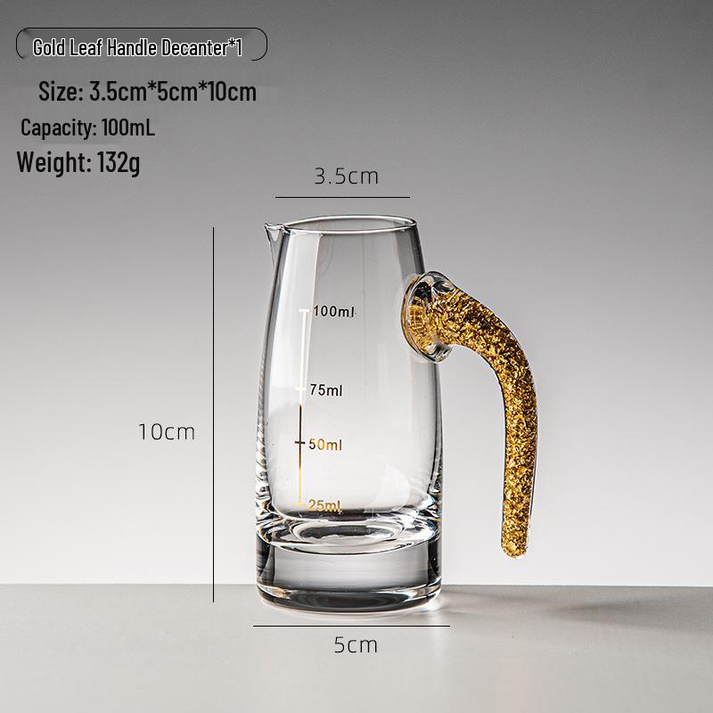 Gold Leaf Crystal Shot Glass - Diamond Surface Liquor Cup & Decanter.