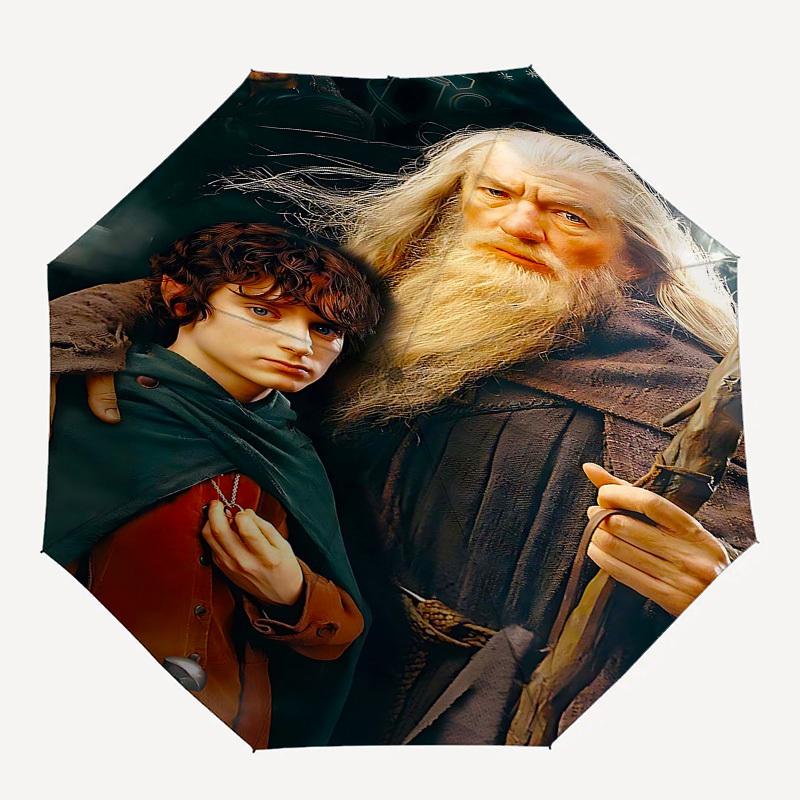 

1pc Gandalf Lord of the Rings Automatic Folding Umbrella - Compact 8-Rib Design, Durable Plastic & Iron1155L