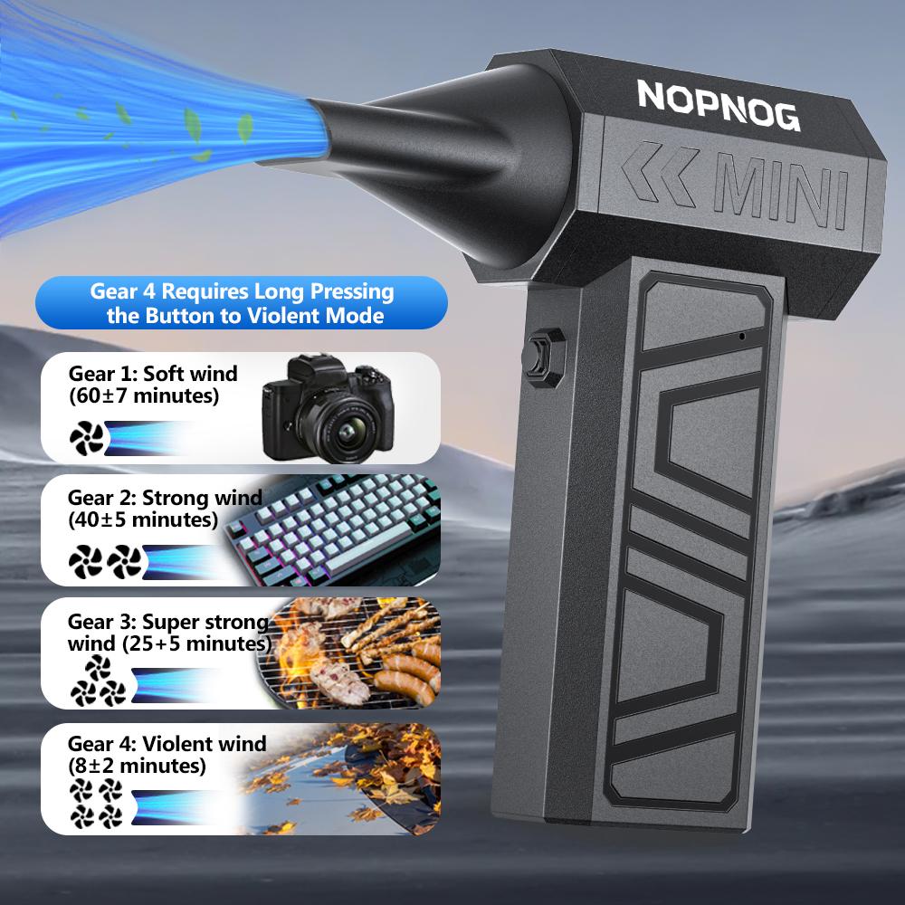 5 Outlet Nozzles Cleaning Blower Tool Turbo Jet Fan Car Fan 130000RPM Electric Air Duster 4 Gears Portable Blowing Snow Type-C Charging