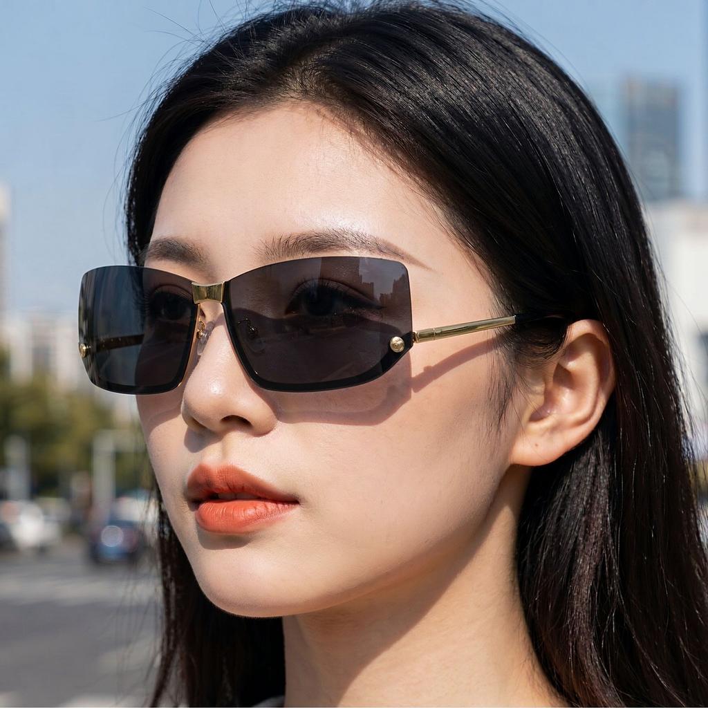 New retro simple half-frame metal sunglasses for men and women outdoor camping driving sunglasses Europe and America