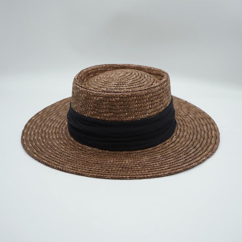 Brown Coffee Natural Straw Straw Hat For Men And Women French Retro Japanese Sunshade Sunscreen Beach Panama Top Hat Vacation