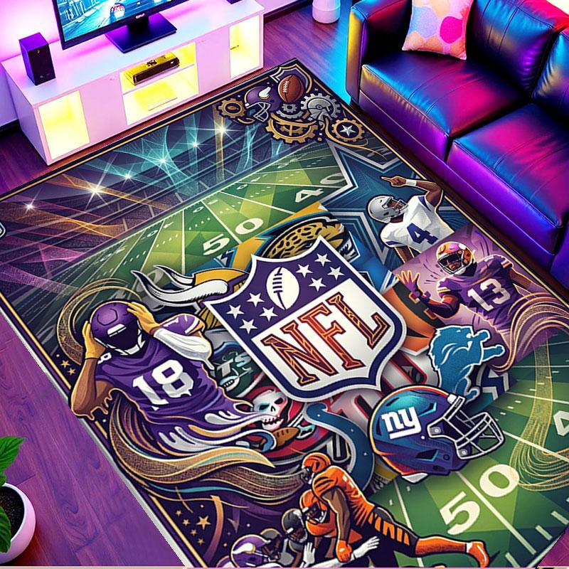 NFL Print Rug, Washable Floor Carpet, For Entryway Dorm Laundry Room Office Study, Home Decor Birthday Christmas Gift