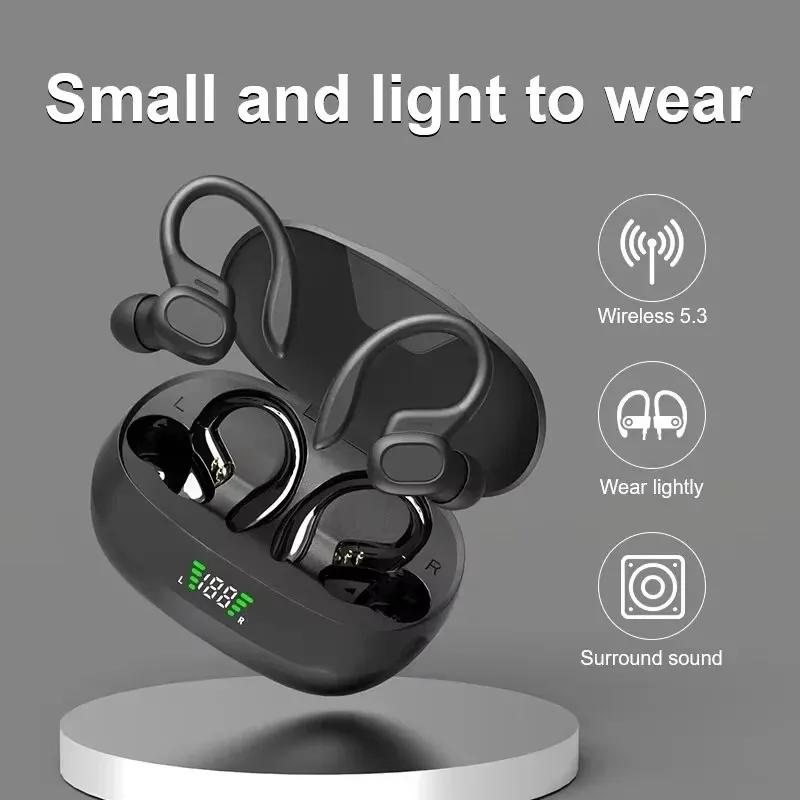 Auricolari Bluetooth SP16 da Appendere all'Orecchio per Sport e Corsa con Lunga Durata della Batteria, Display Digitale, Cancellazione del Rumore