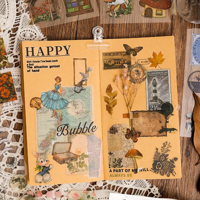 20pcs/pack Vintage PET Stickers Book Creativity Decorative Diary Album Scrapbooking Accessories Planner Diy Junk Journal Supplies