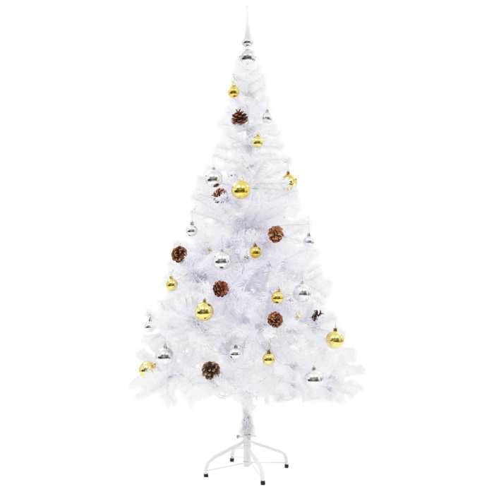 VidaXL Arbre de Noël Artificiel Pré-éclairé avec Boules, Sapin de Noël avec LED, Décoration de Vacances, Ornement de Fête 321502