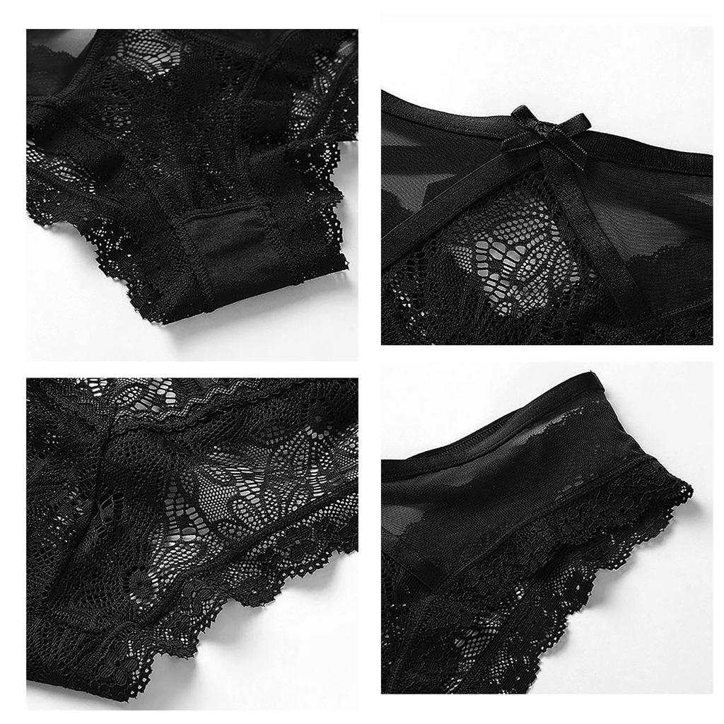 Women's Sexy Panties Color Lace Lace Bow Cross Strap Low Waist Briefs