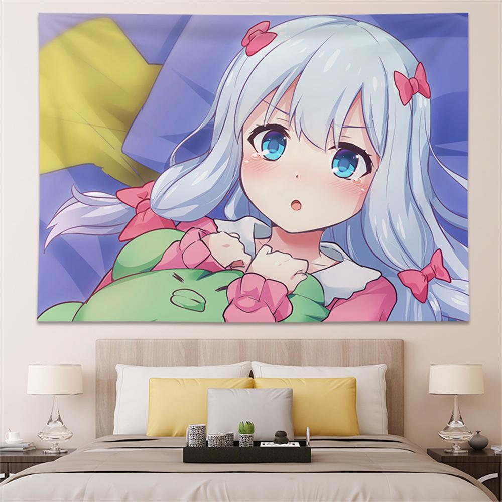 Anime Tapestry Kawaii Beautiful Girl Literature Room Decoration Wall Hanging Pink Tapestry Teen Room Background Wall Tapestry