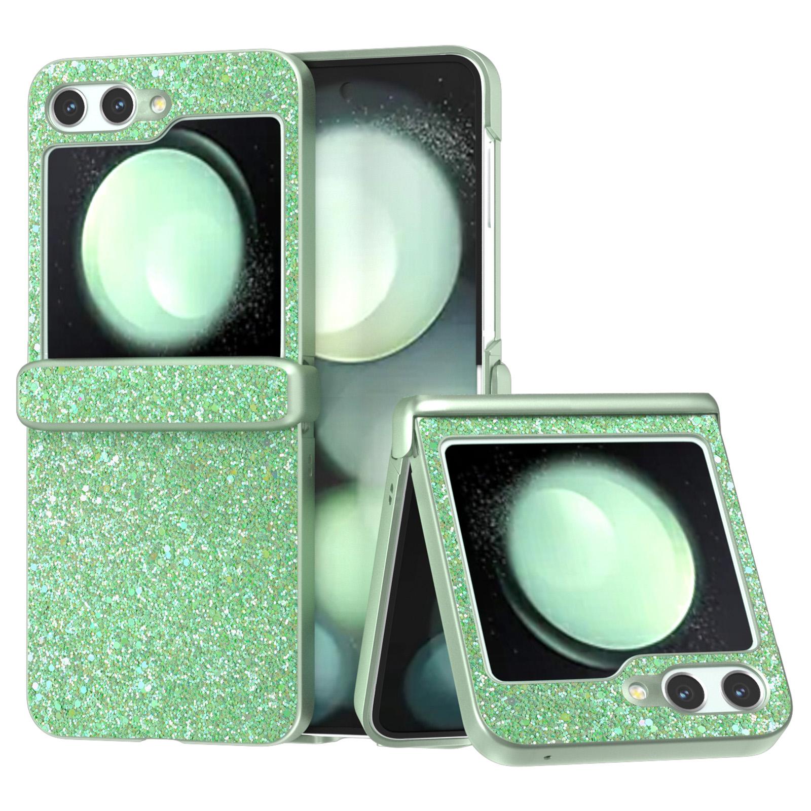 

For Samsung Galaxy Z Flip5 5G Easy Folding Wholesale Phone Case PC+PU Leather Phone Shell Green
