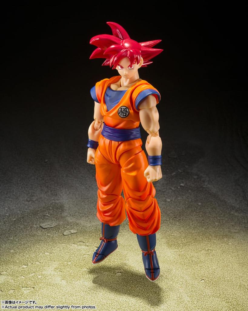 TAMASHII NATIONS Dragon Ball Super Super Saiyan Gott Son Goku Der Saiyajin-Gott, hervorgebracht durch ein rechtschaffenes Herz Ungefähr 140 mm PVC ABS Bemalt Beweglich