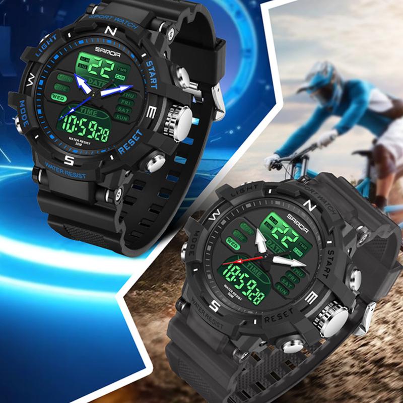 Часы SANDA Спортивные уличные Водонепроницаемые Многофункциональные Светящиеся Будильник — фото 8