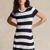 Polo Ralph Lauren SS24 Striped Round Neck Short Sleeve Dress Women Dresses Blue White WMPODRSNFA20686-410