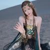 Exotic Princess Hanfu Hair Crown Headband Tassel Forehead Jewelry Headpiece for Women Chinese Ancient Costume Wedding