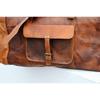 Men's Brown Vintage Genuine Travel Luggage Duffle Gym Bags Tote Goat Leather