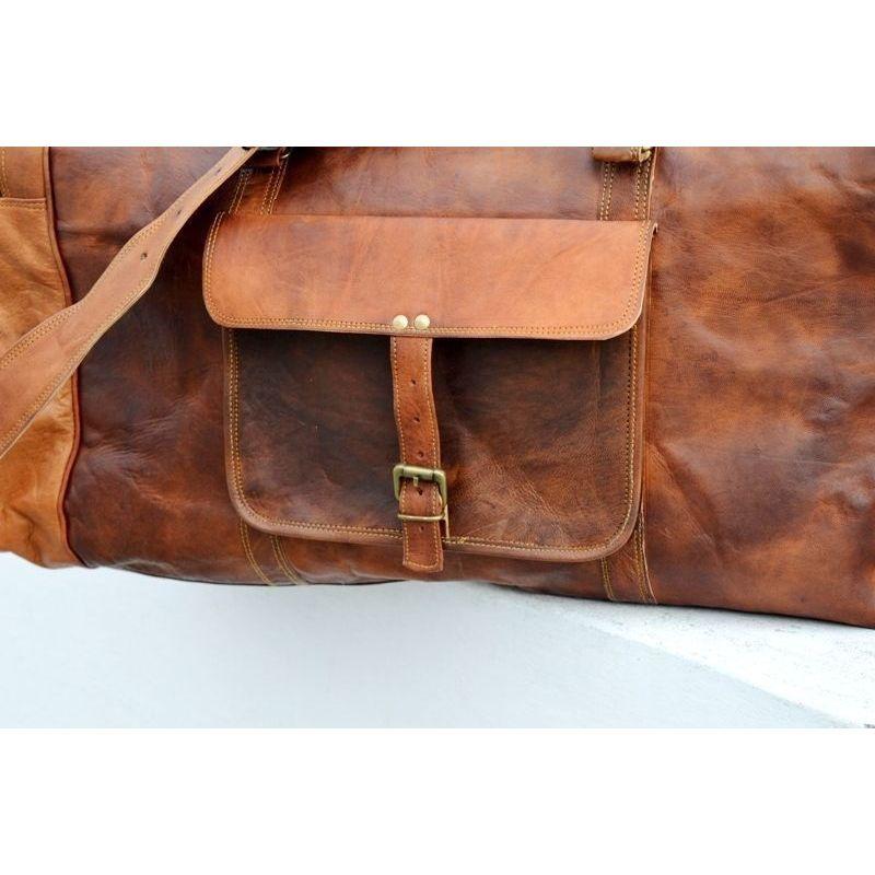 Pánské hnědé Vintage originální cestovní zavazadla Duffle Gym Bags Tote kozí kůže
