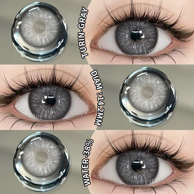 EYESHARE Brown Colored Contact Lens Natural Soft Contact Lenses for Eyes Fashion Decoration 14.2mm Yearly 2pcs=1 Pair