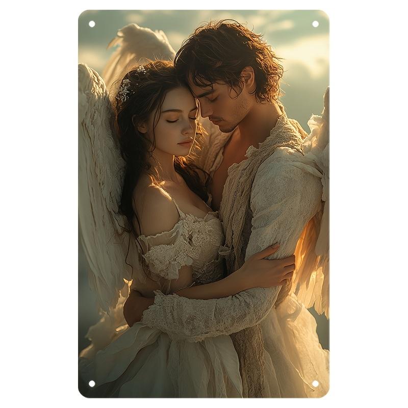 

Metal Vintage Sign Angel Wing Wall Art Open Gothic Decor with PreDrilled Holes for Home Garage Club Outdoor Wall Decoration 20x30cm