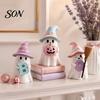 Cool Halloween Decor 3Pcs Pink Ghost Figurines, Cute Spooky Resin Desk with Pumpkin Decorative Statues BOO Letter, Sweet Tabletop Ornament for