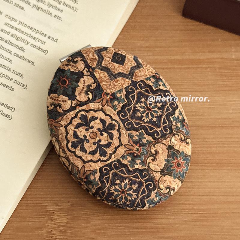 Compacte Make-up Spiegel in Vintage Stijl, Opvouwbaar, Dubbelzijdig, Draagbaar, Creatief Minimalistisch voor Vrouwen