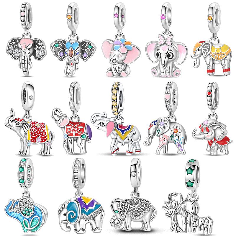 Copper Sacred Auspicious Guardian Elephant Series Pendant Charm Bead Fit Original Bracelet For Woman Diy Jewelry