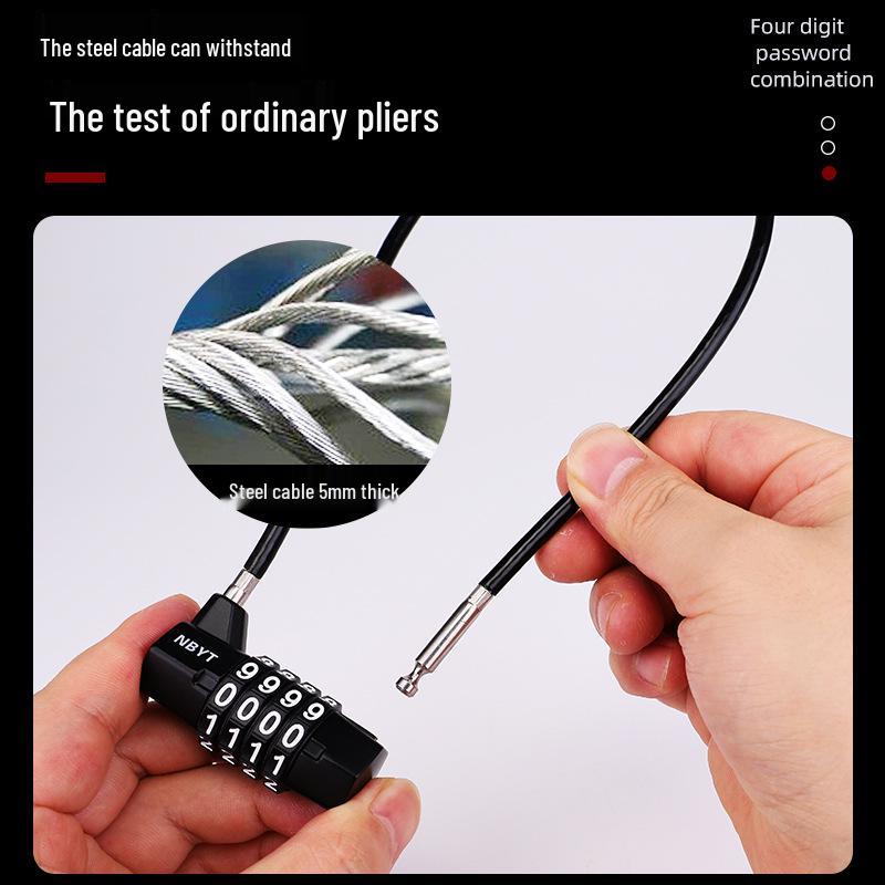 Stahl-Zahlenschloss Vorhängeschloss für Elektrofahrzeug und Helm Diebstahlschutz mit langem weichem Seil - Für Fitnessstudio-Schließfächer
