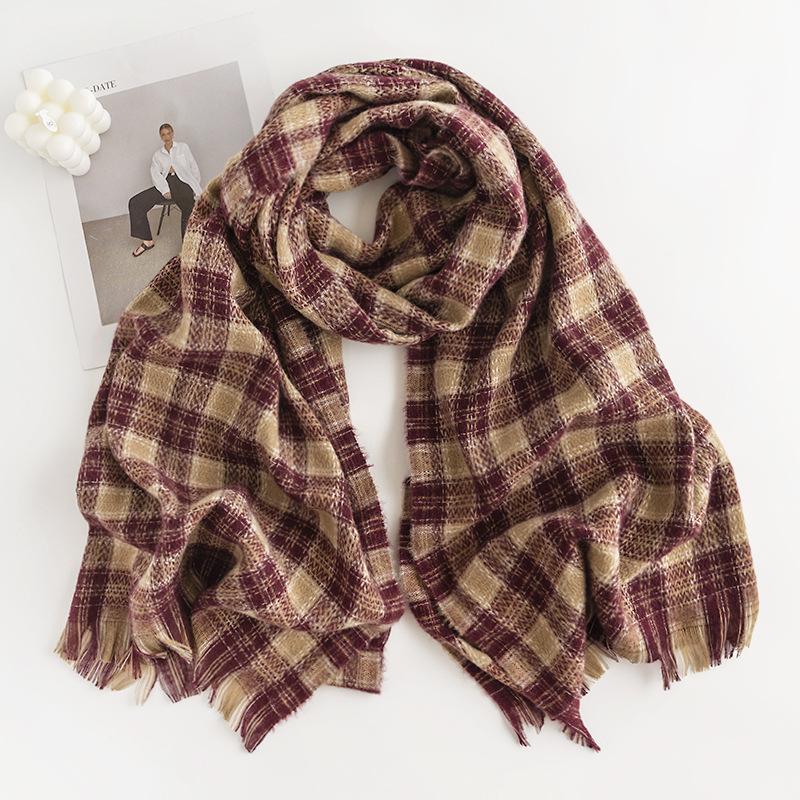 Damen Schal mit Schachbrettmuster, Modischer Pendler-Imitationskaschmirschal, Schlichter Business-Schal, Warmer und Kältebeständiger Schal