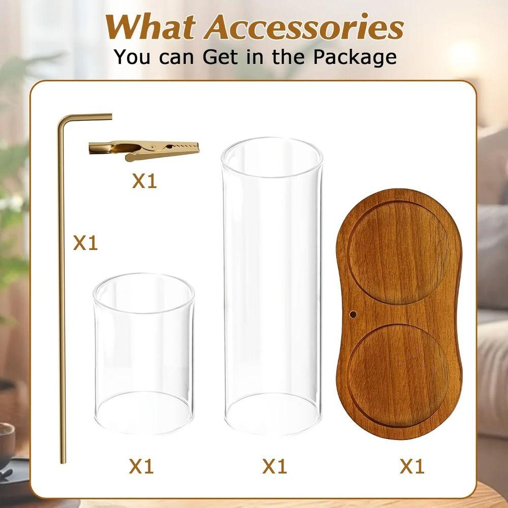 Removable Glass Incense Burner for Sticks Wooden Base Incense Candle Stand  Home Decor