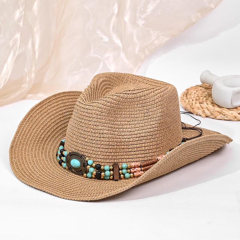 Женская этническая западная соломенная ковбойская шляпа JIAOXIU